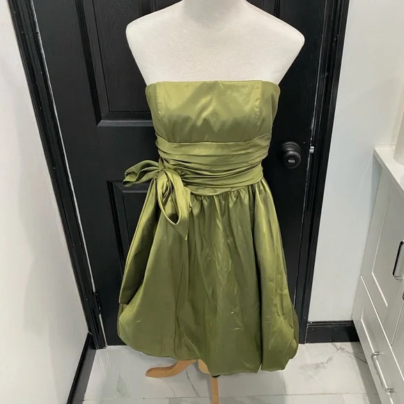 David's Bridal | Dresses | Davids Bridal Above The Knee Strapless Bubble  Dress In Iridescent Gold Green | Poshmark